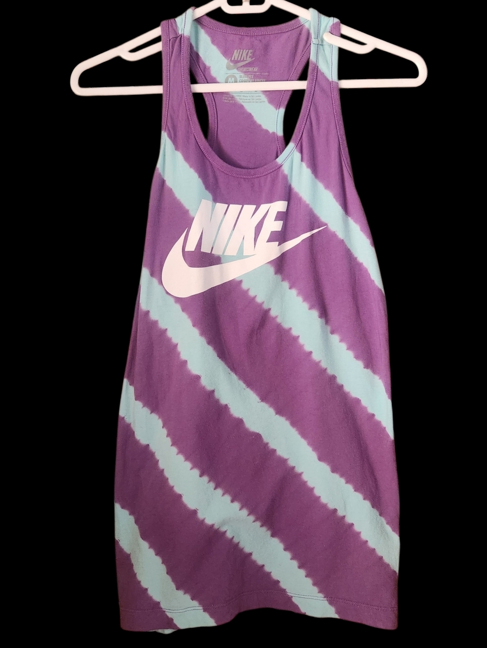 Nike Lavender & Pastel Aqua Diagonal Tie-Dye Racerback Tank